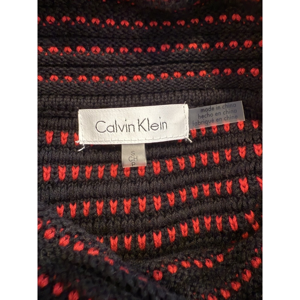 Calvin Klein Womens Small Cotton Cowl Neck Sweater‎ Red & Black - Picture 4 of 6
